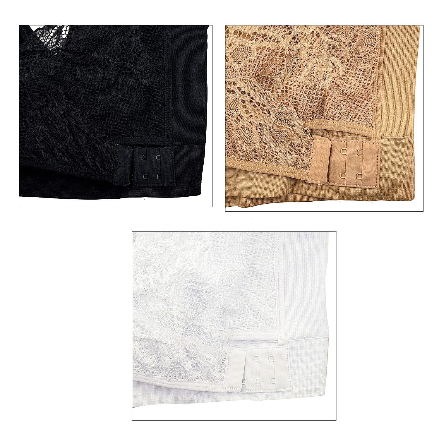 Comfortisse Set of 3 Cross Strap Bra in Black, Beige and White L