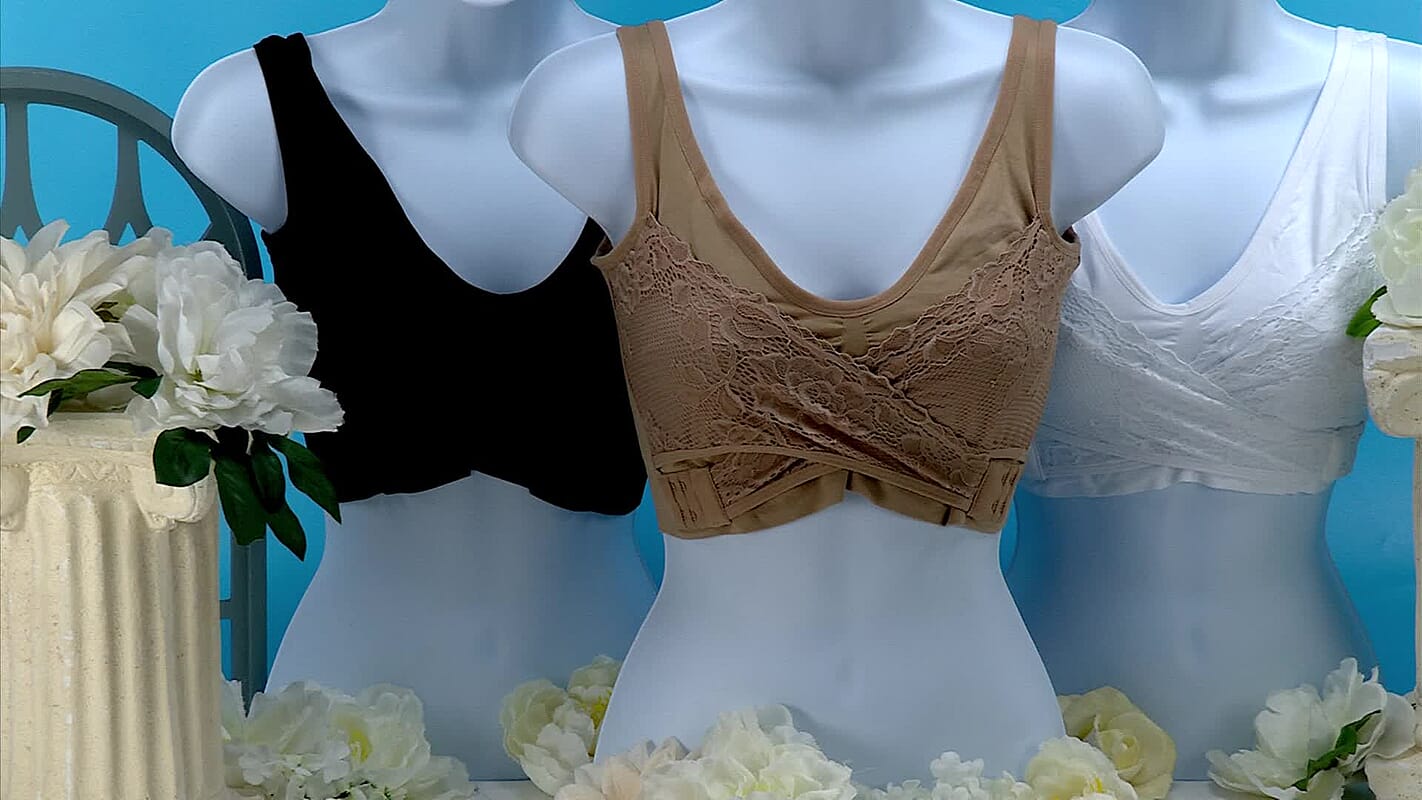 Tuesday Prime Deal TLV Comfortisse Set of 3 Cross Strap Bra in Black, Beige and White S