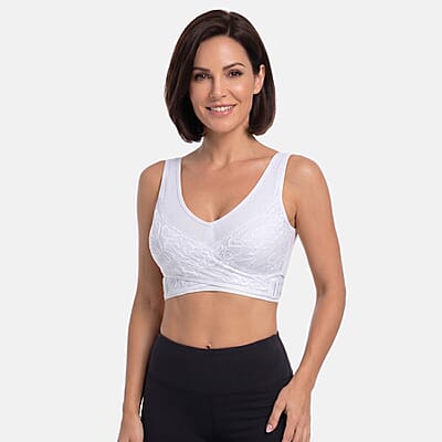 Comfortisse Set of 3 Cross Strap Bra in Black, Beige and White 2XL