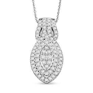 D'Joy Diamond 1.00 ctw Pendant Necklace in Rhodium Over Sterling Silver 20 Inches 