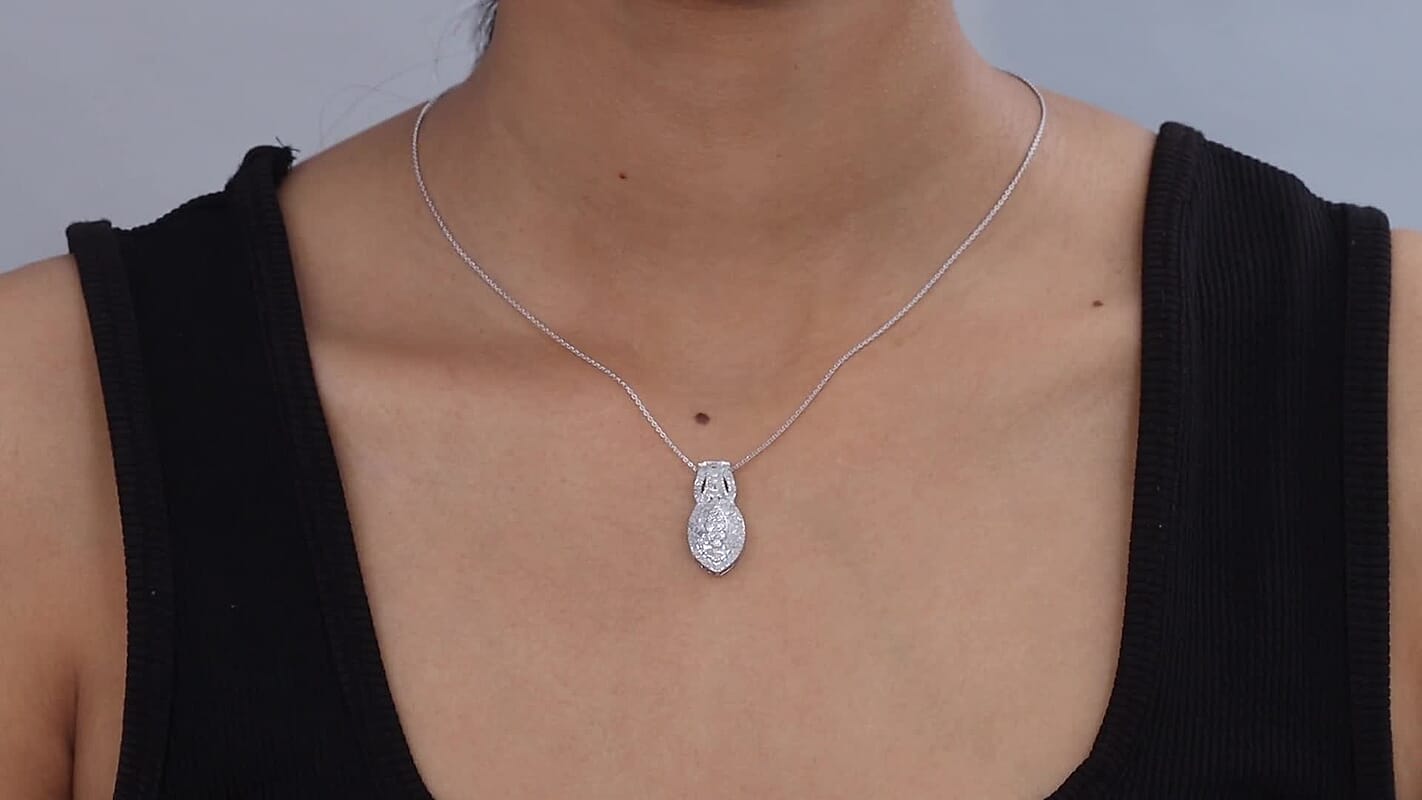 D'Joy Diamond Pendant Necklace 20 Inches in Rhodium Over Sterling Silver 1.00 ctw  4462873