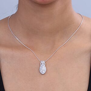 D'Joy Diamond 1.00 ctw Pendant Necklace in Rhodium Over Sterling Silver 20 Inches 