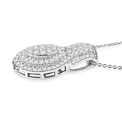D'Joy Diamond 1.00 ctw Crown of Sparkle Pendant Necklace in Rhodium Over Sterling Silver 20 Inches