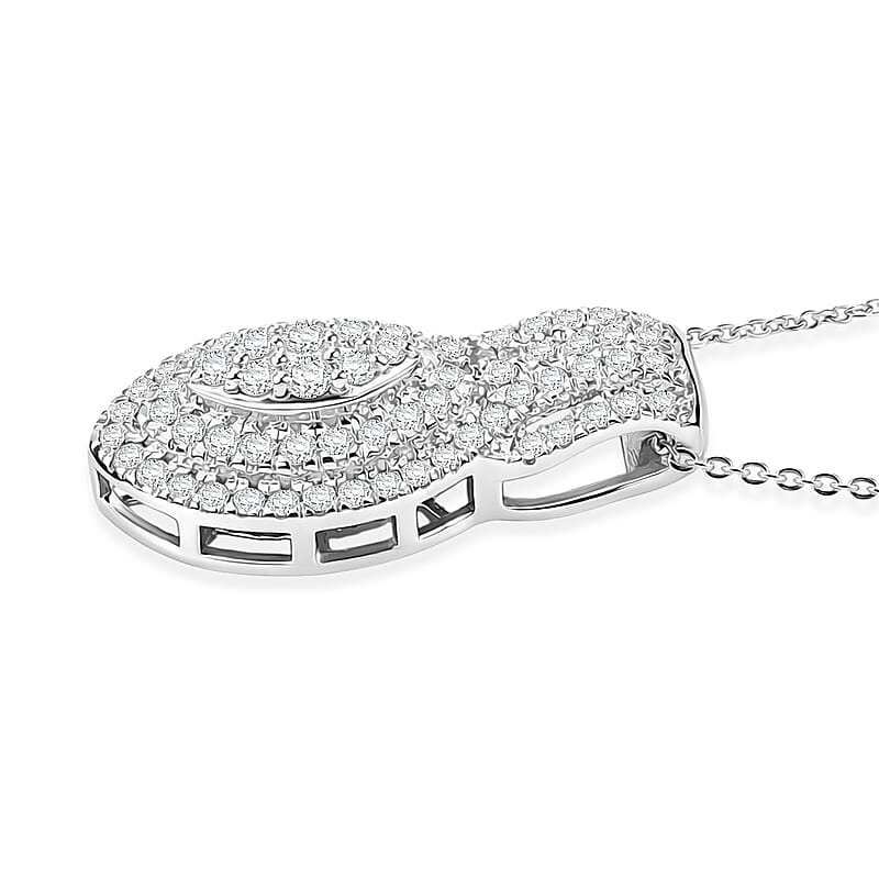 D'Joy Diamond 1.00 ctw Crown of Sparkle Pendant Necklace in Rhodium Over Sterling Silver 20 Inches
