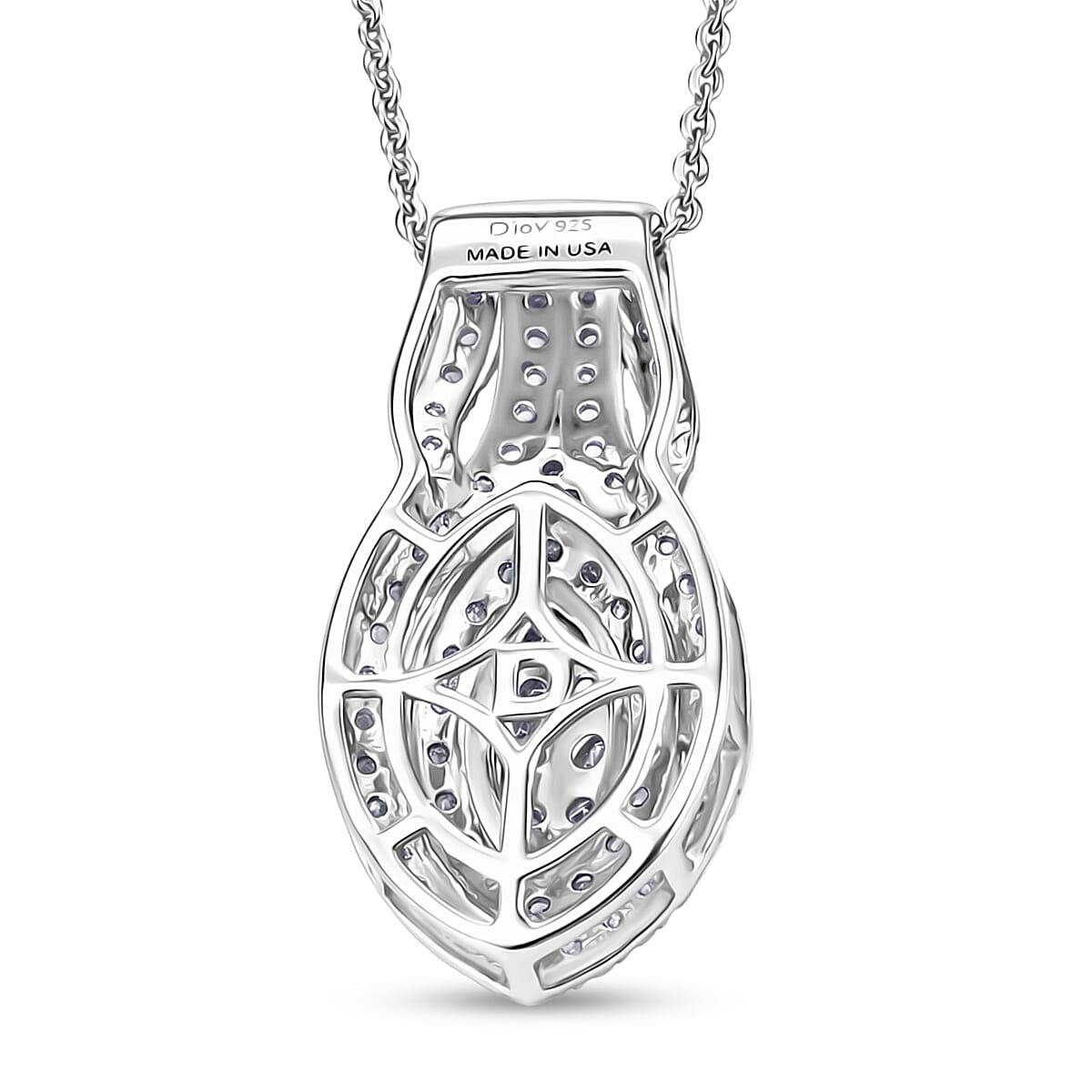 D'Joy Diamond 1.00 ctw Crown of Sparkle Pendant Necklace in Rhodium Over Sterling Silver 20 Inches