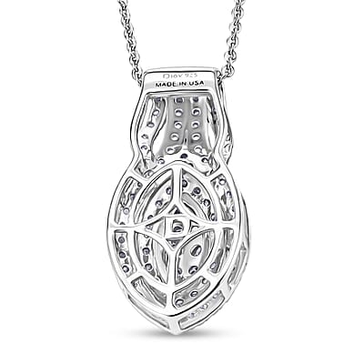 D'Joy Diamond 1.00 ctw Crown of Sparkle Pendant Necklace in Rhodium Over Sterling Silver 20 Inches