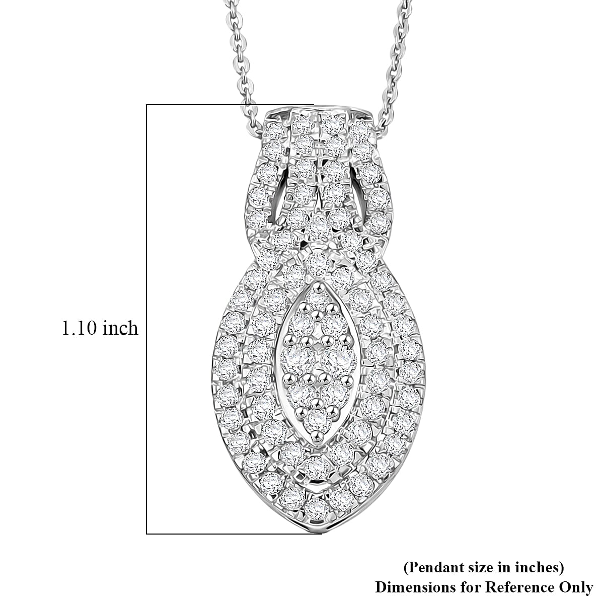 D'Joy Diamond 1.00 ctw Crown of Sparkle Pendant Necklace in Rhodium Over Sterling Silver 20 Inches