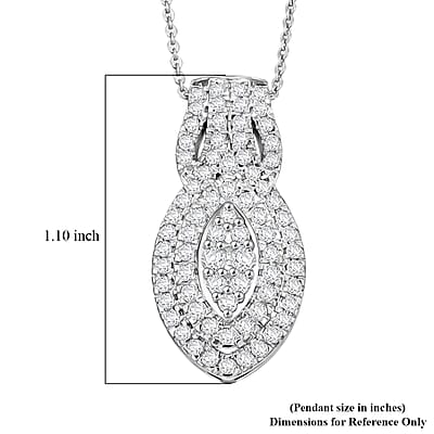 D'Joy Diamond 1.00 ctw Crown of Sparkle Pendant Necklace in Rhodium Over Sterling Silver 20 Inches