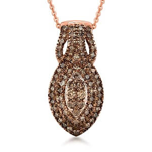 D'Joy Natural Champagne Diamond 1.00 ctw Pendant Necklace in 18K Vermeil Rose Gold Over Sterling Silver 20 Inches 