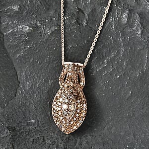 D'Joy Natural Champagne Diamond 1.00 ctw Pendant Necklace in 18K Vermeil Rose Gold Over Sterling Silver 20 Inches 
