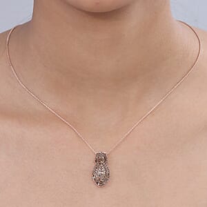 D'Joy Natural Champagne Diamond 1.00 ctw Pendant Necklace in 18K Vermeil Rose Gold Over Sterling Silver 20 Inches 