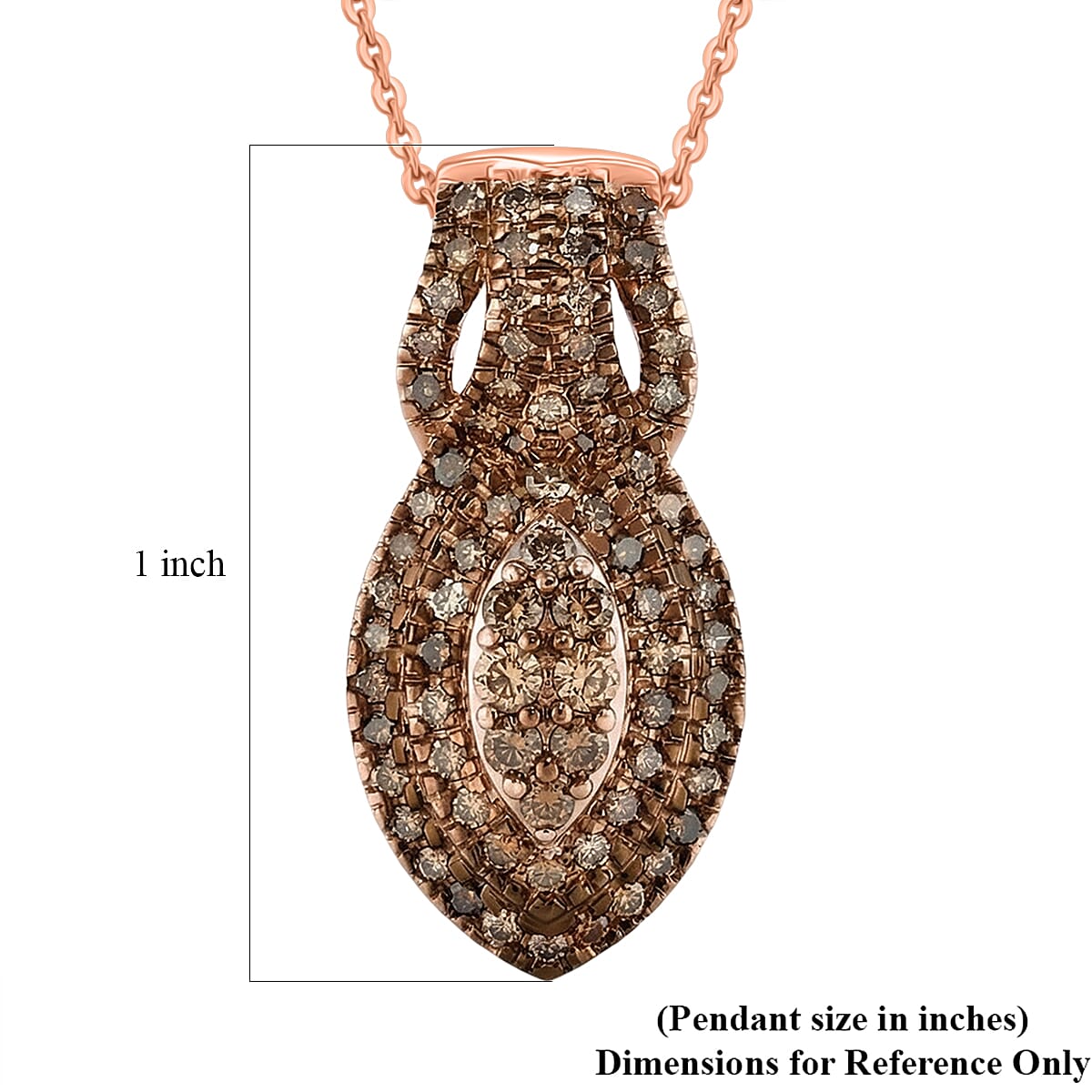 D'Joy Natural Champagne Diamond 1.00 ctw Pendant Necklace in 18K Vermeil Rose Gold Over Sterling Silver 20 Inches  image number 5