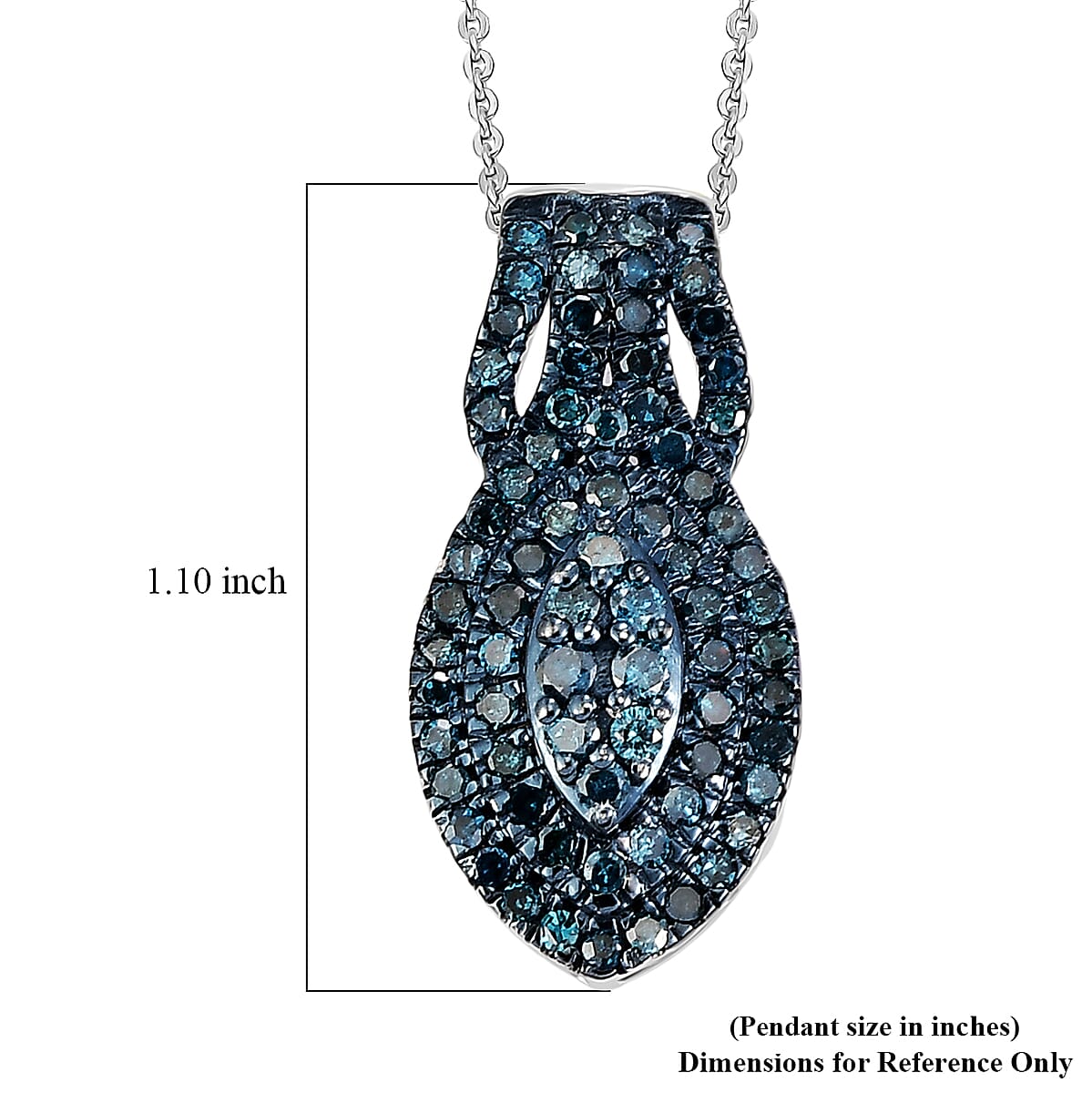 D'Joy Blue Diamond 1.00 ctw Crown of Sparkle Pendant Necklace in Rhodium Over Sterling Silver 20 Inches  image number 5