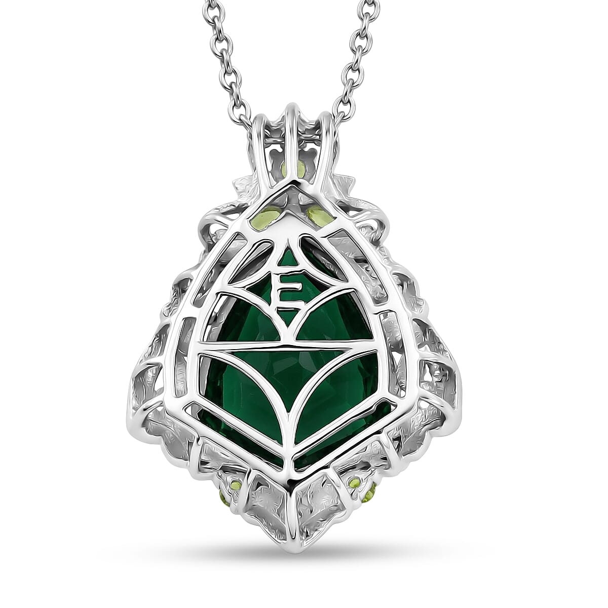 EverTrue Verde Onyx and Hebei Peridot 12.00 ctw Pendant in 18K YG Plated and Platinum Bond with Stainless Steel Necklace 20 Inches image number 4