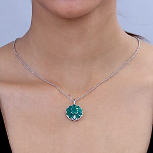 EverTrue Verde Onyx 5.80 ctw Pendant in Platinum Bond with Stainless Steel Necklace 20 Inches