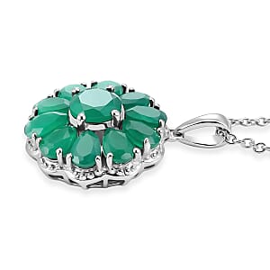 EverTrue Verde Onyx 5.80 ctw Pendant in Platinum Bond with Stainless Steel Necklace 20 Inches