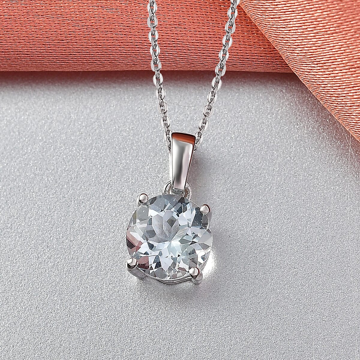 D'Joy Premium Mangoro Aquamarine 0.80 ctw Pendant Necklace (20 Inches) in Rhodium Over Sterling Silver image number 1