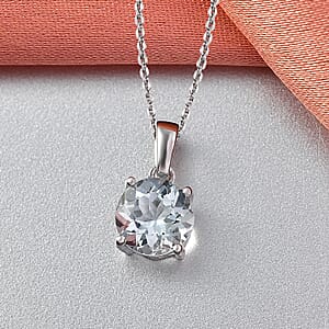 D'Joy Premium Mangoro Aquamarine 0.80 ctw Pendant Necklace (20 Inches) in Rhodium Over Sterling Silver