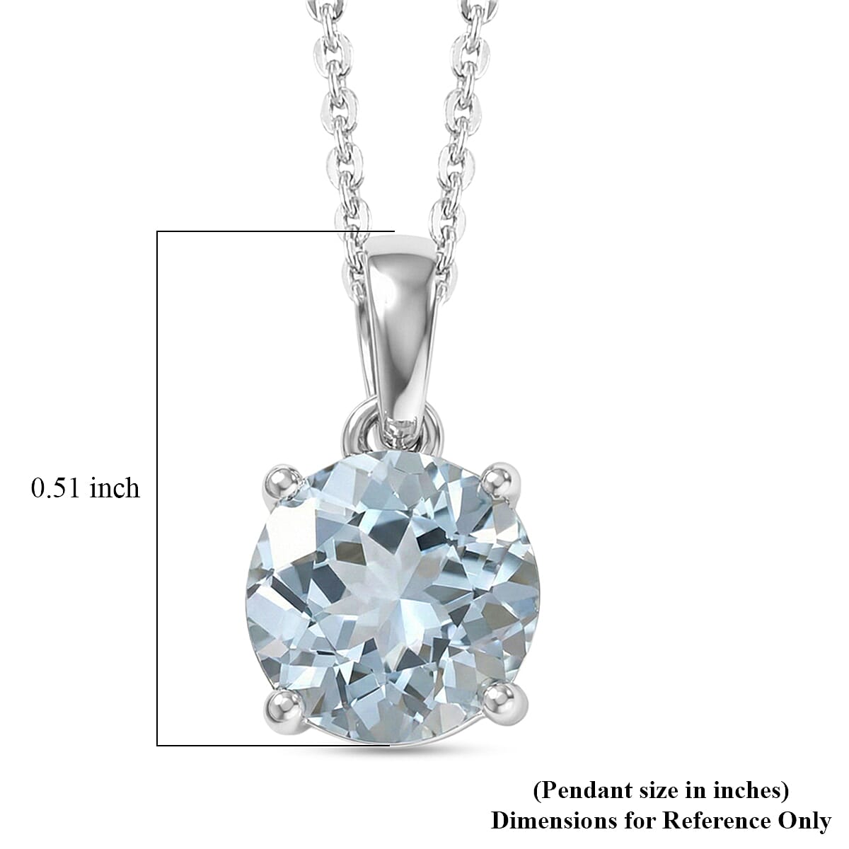 D'Joy Premium Mangoro Aquamarine 0.80 ctw Pendant Necklace (20 Inches) in Rhodium Over Sterling Silver image number 5