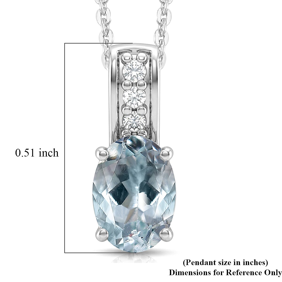 D'Joy Premium Mangoro Aquamarine and White Zircon 0.75 ctw Pendant Necklace (20 Inches) in Rhodium Over Sterling Silver image number 5