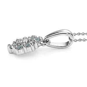 D'Joy Premium Mangoro Aquamarine and White Zircon 0.50 ctw Pendant Necklace (20 Inches) in Rhodium Over Sterling Silver