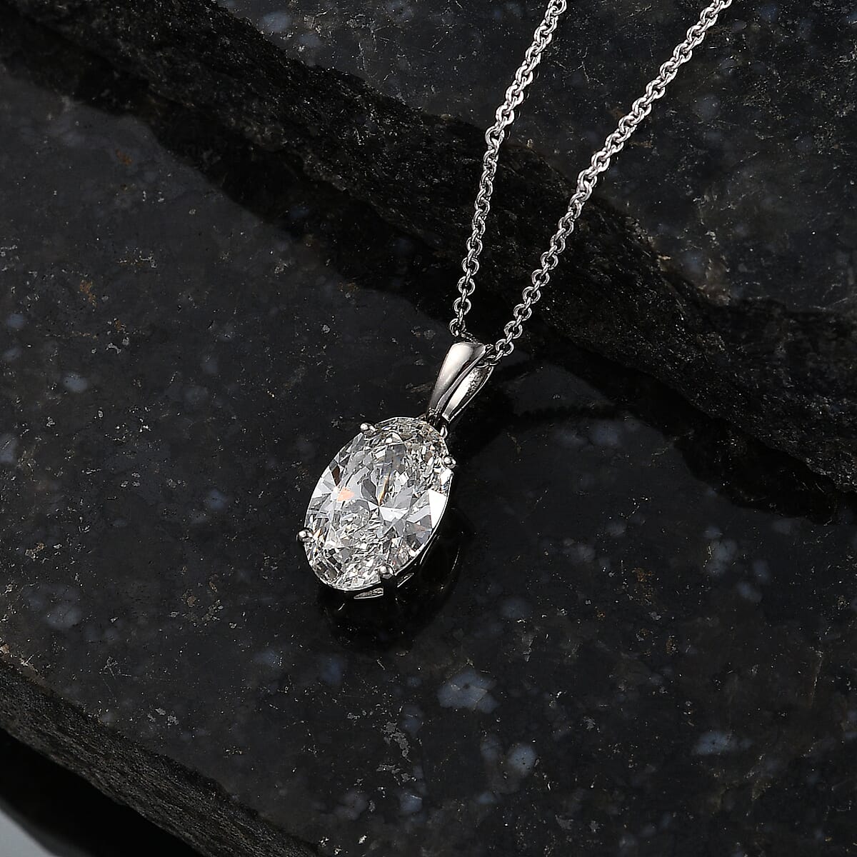 Luxuriant Lab Grown Diamond E-F, VS 3.00 ctw Pendant in 950 Palladium with 10K White Gold Necklace 20 Inches  image number 1