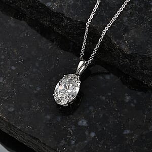 Luxuriant Lab Grown Diamond E-F, VS 3.00 ctw Pendant in 950 Palladium with 10K White Gold Necklace 20 Inches 