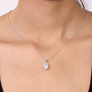 Luxuriant Lab Grown Diamond E-F, VS 3.00 ctw Pendant in 950 Palladium with 10K White Gold Necklace 20 Inches 