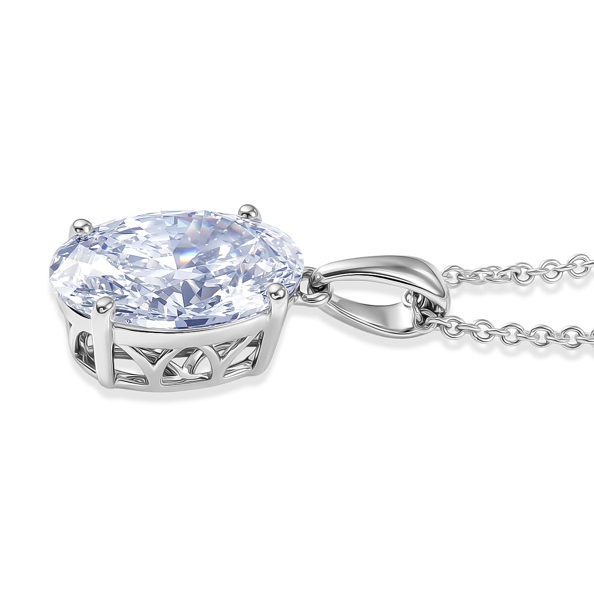 Luxuriant Lab Grown Diamond E-F, VS 3.00 ctw Pendant in 950 Palladium with 10K White Gold Necklace 20 Inches  image number 3