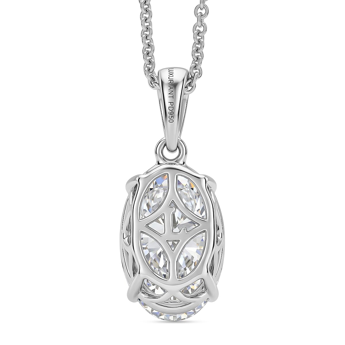 Luxuriant Lab Grown Diamond E-F, VS 3.00 ctw Pendant in 950 Palladium with 10K White Gold Necklace 20 Inches  image number 4