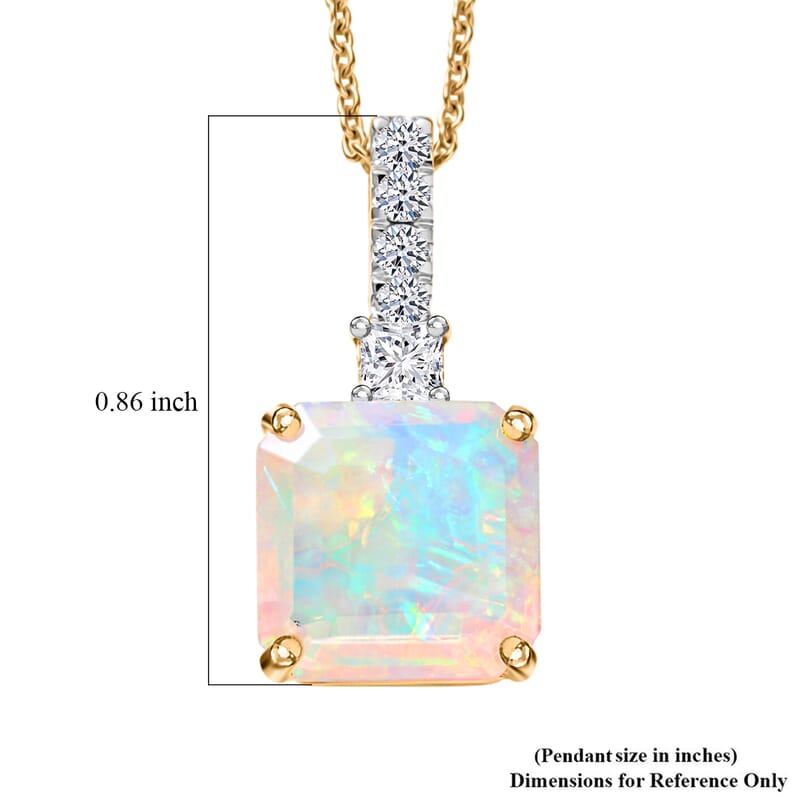 Certified & Appraised AAA Ethiopian Welo Opal and Luxuriant Lab Grown Diamond G-H SI 3.00 ctw Pendant Necklace in 10K Yellow Gold (20 Inches)
