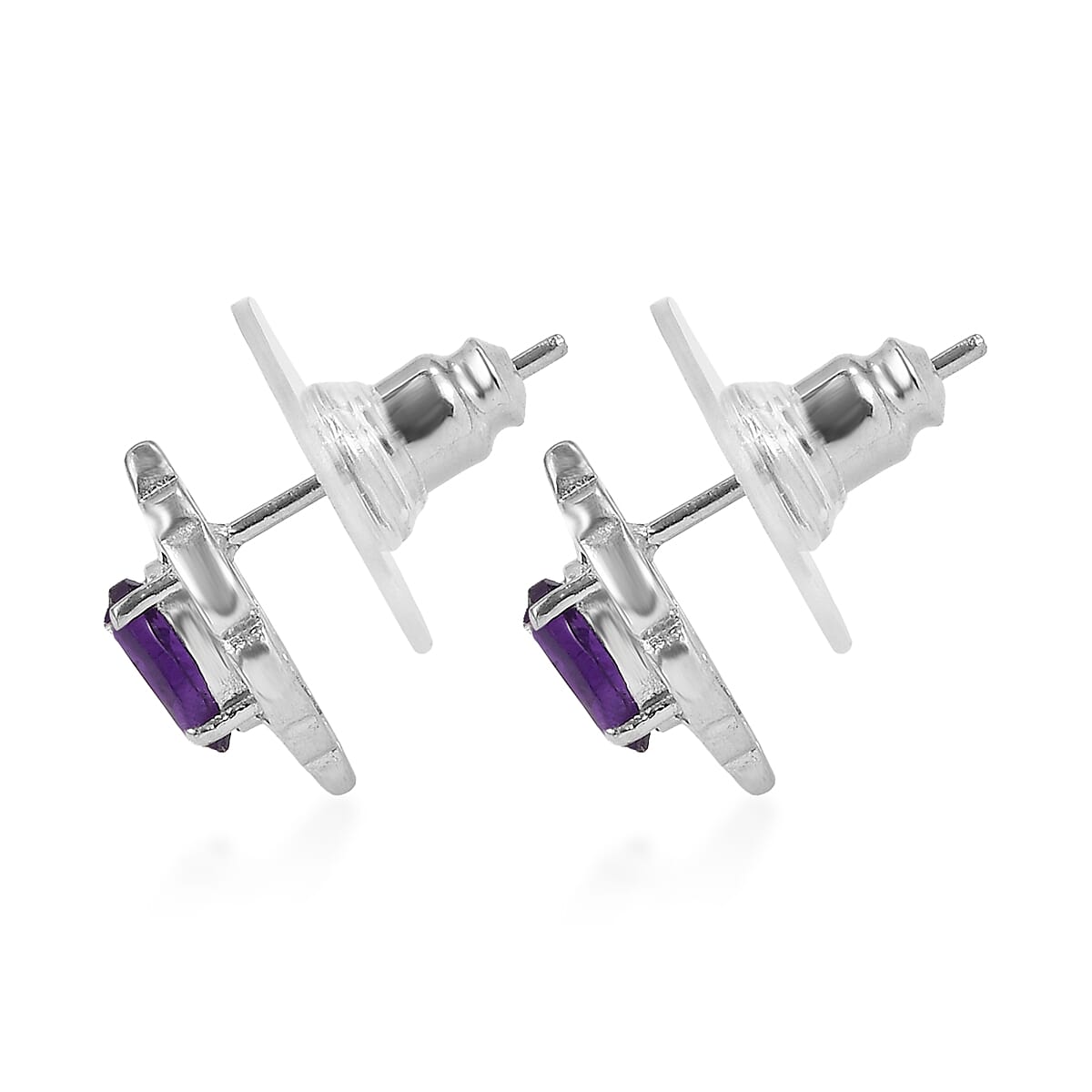 EverTrue African Amethyst 3.85 ctw Earrings and Pendant Necklace in Stainless Steel 20 Inches  image number 7