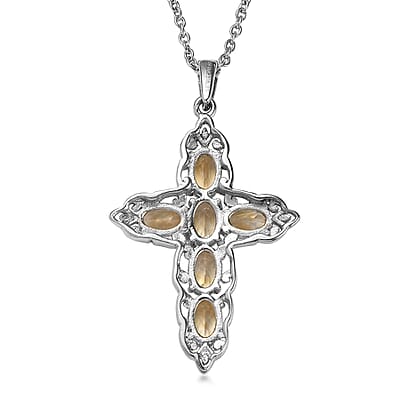 EverTrue Brazilian Citrine 3.60 ctw Earrings and Pendant Necklace in Stainless Steel 20 Inches