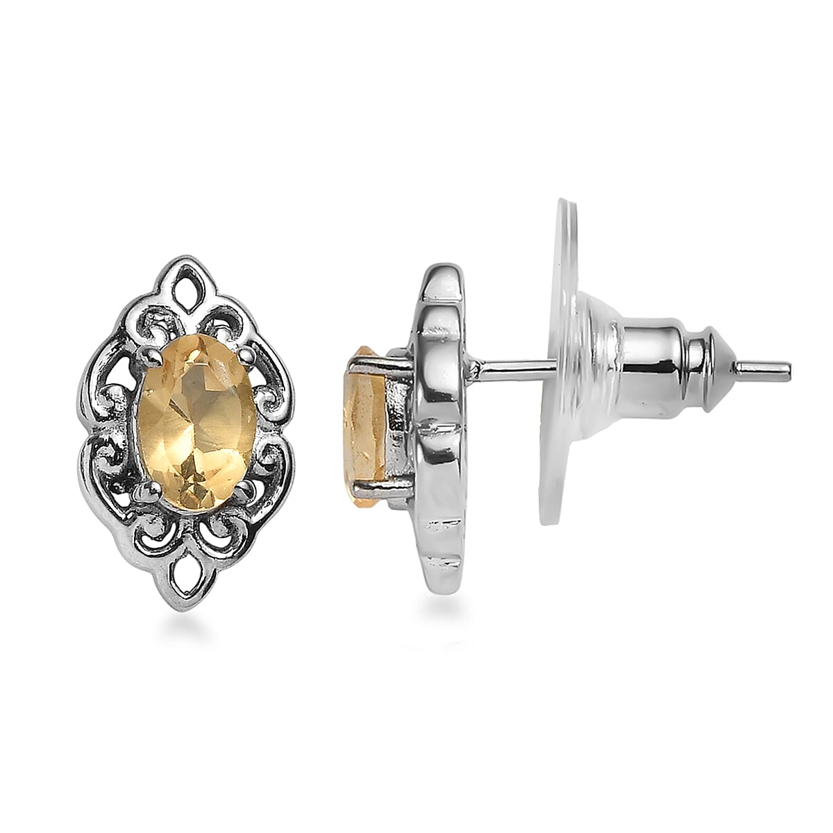 EverTrue Brazilian Citrine 3.60 ctw Earrings and Pendant Necklace in Stainless Steel 20 Inches  image number 6