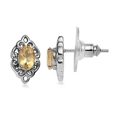 EverTrue Brazilian Citrine 3.60 ctw Earrings and Pendant Necklace in Stainless Steel 20 Inches