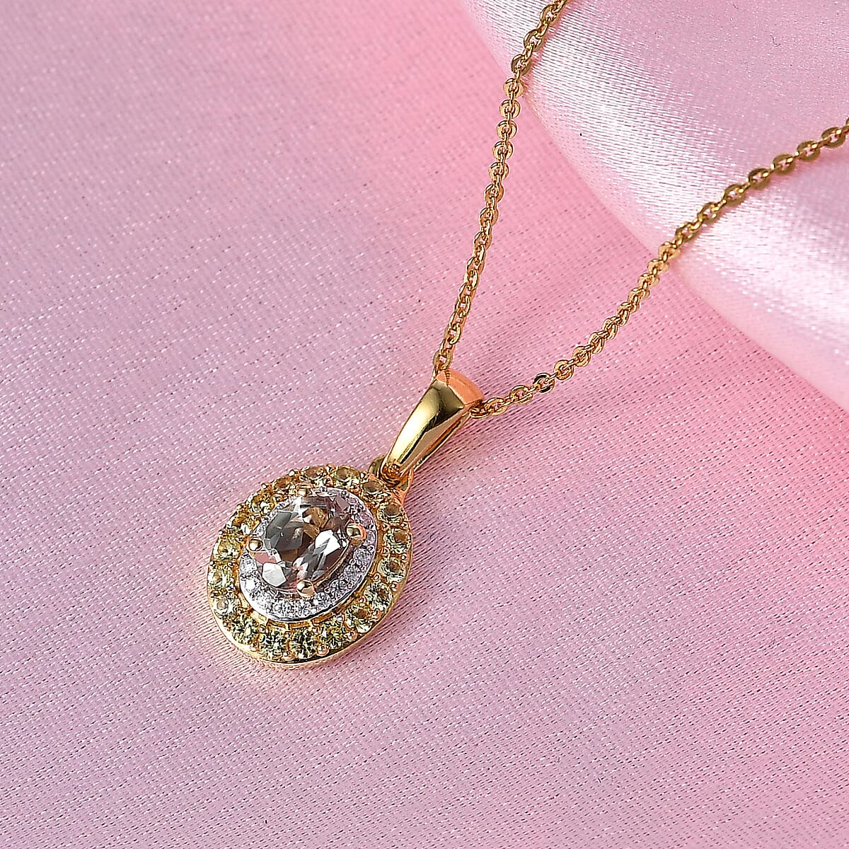 D'Joy AAA Turkizite and Multi Gemstone 1.25 ctw Pendant Necklace in 18K Vermeil Yellow Gold Over Sterling Silver 20 Inches image number 1