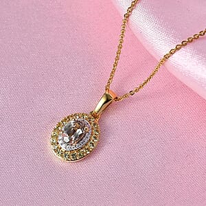 D'Joy AAA Turkizite and Multi Gemstone 1.25 ctw Pendant Necklace in 18K Vermeil Yellow Gold Over Sterling Silver 20 Inches