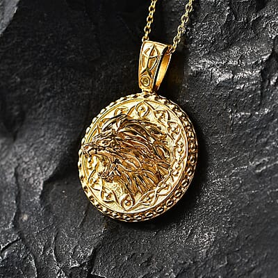 EverTrue Bronzella Collection Pendant in 18K YG Plated Bronze with ION Plated YG Stainless Steel Necklace (20 Inches)