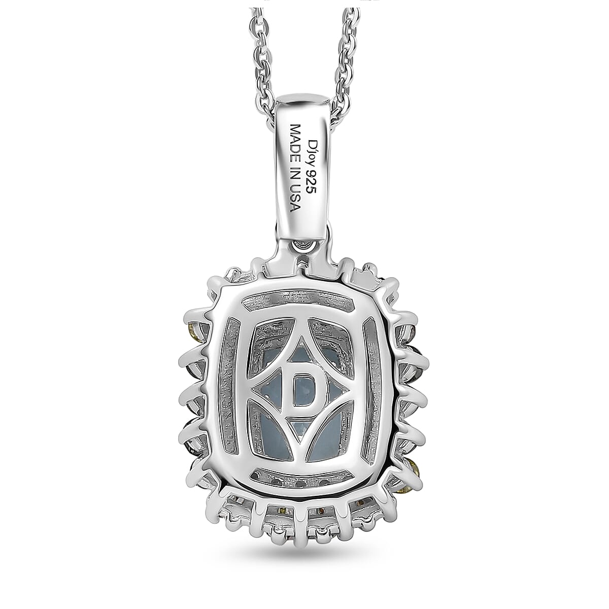 D'Joy Santa Maria Aquamarine and Multi Diamond 1.25 ctw Pendant Necklace in Rhodium Over Sterling Silver 20 Inches  image number 4
