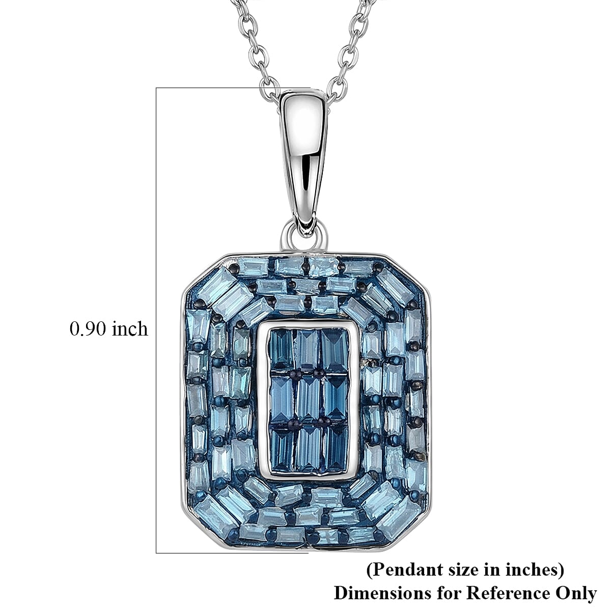 D'Joy Natural Blue Diamond 0.50 ctw Cluster Halo Pendant Necklace (20 Inches) in Rhodium Over Sterling Silver