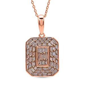 D'Joy Natural Champagne Diamond 0.50 ctw Cluster Halo Pendant Necklace (20 Inches) in 18K Vermeil Rose Gold Over Sterling Silver