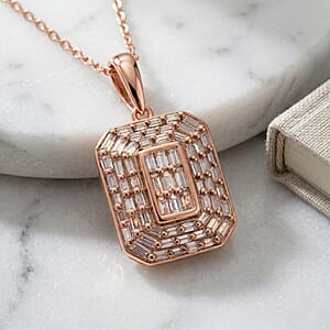 D'Joy Natural Champagne Diamond 0.50 ctw Cluster Halo Pendant Necklace (20 Inches) in 18K Vermeil Rose Gold Over Sterling Silver