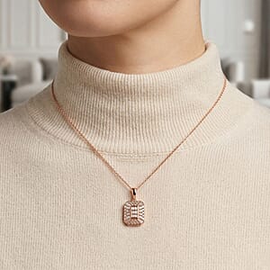 D'Joy Natural Champagne Diamond 0.50 ctw Cluster Halo Pendant Necklace (20 Inches) in 18K Vermeil Rose Gold Over Sterling Silver