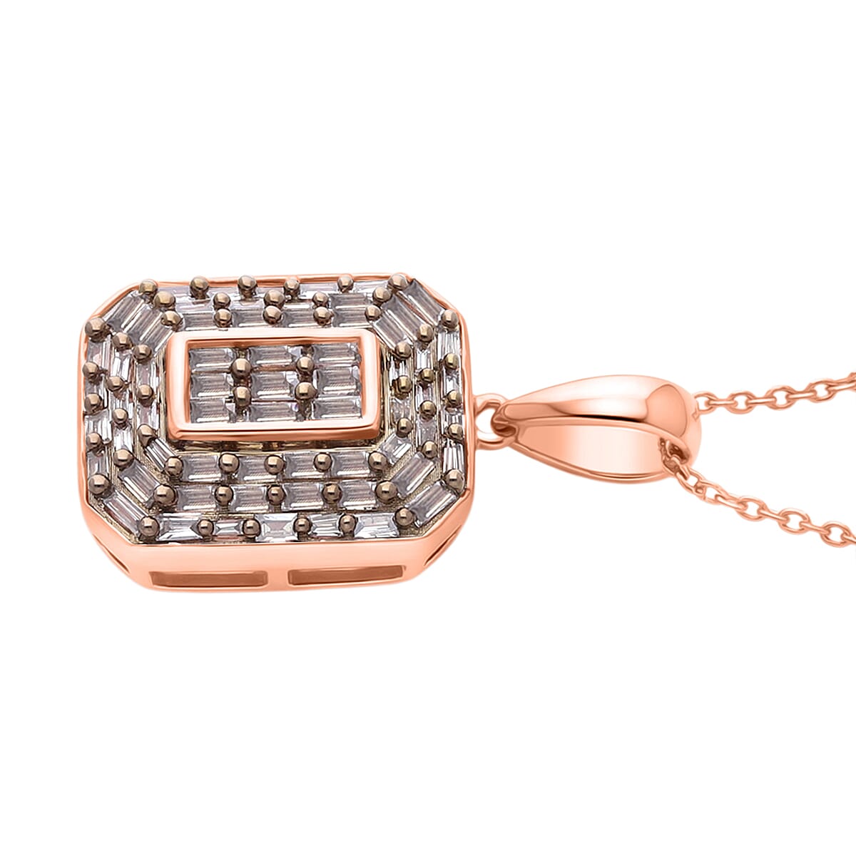 D'Joy Natural Champagne Diamond 0.50 ctw Cluster Halo Pendant Necklace (20 Inches) in 18K Vermeil Rose Gold Over Sterling Silver