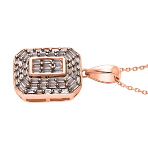 D'Joy Natural Champagne Diamond 0.50 ctw Cluster Halo Pendant Necklace (20 Inches) in 18K Vermeil Rose Gold Over Sterling Silver