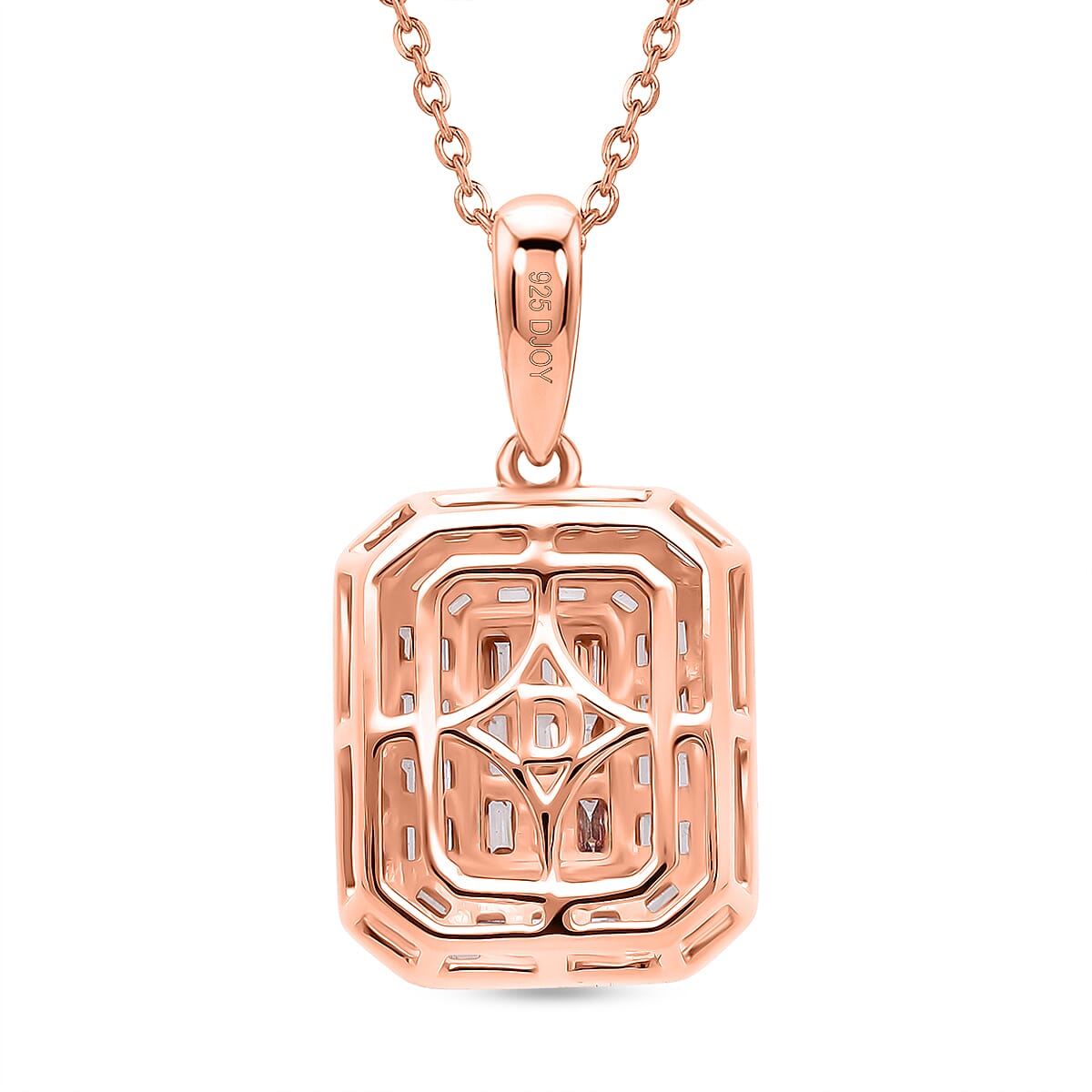 D'Joy Natural Champagne Diamond 0.50 ctw Cluster Halo Pendant Necklace (20 Inches) in 18K Vermeil Rose Gold Over Sterling Silver