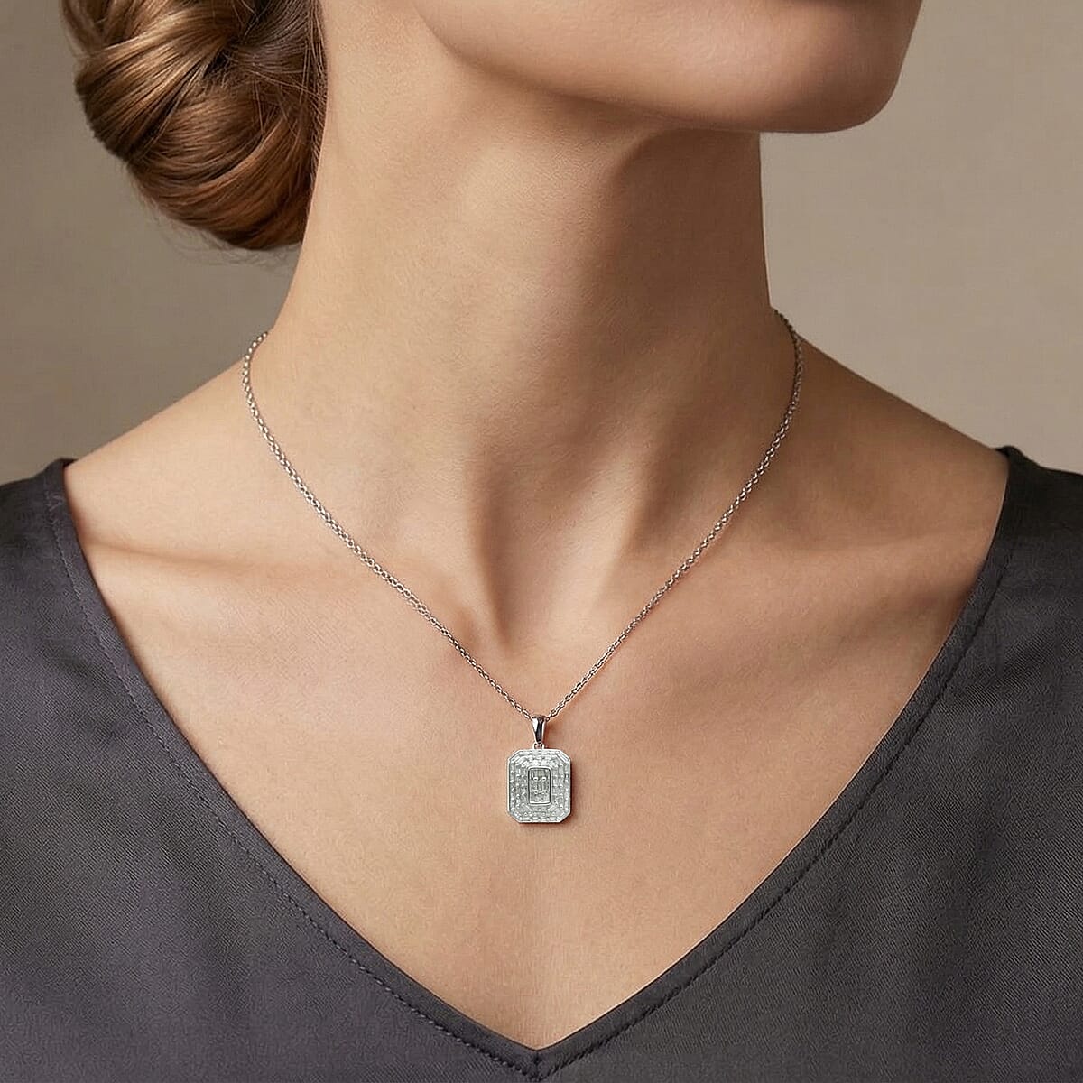 D'Joy Diamond 0.50 ctw Cluster Halo Pendant Necklace in Rhodium Over Sterling Silver (20 Inches) image number 2