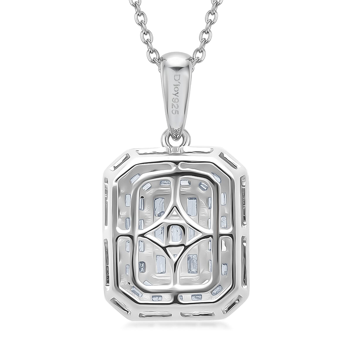 D'Joy Diamond 0.50 ctw Cluster Halo Pendant Necklace in Rhodium Over Sterling Silver (20 Inches) image number 4