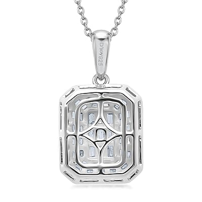 D'Joy Diamond 0.50 ctw Cluster Halo Pendant Necklace in Rhodium Over Sterling Silver (20 Inches)