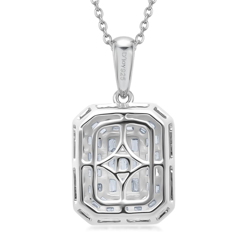 D'Joy Diamond 0.50 ctw Cluster Halo Pendant Necklace in Rhodium Over Sterling Silver (20 Inches)